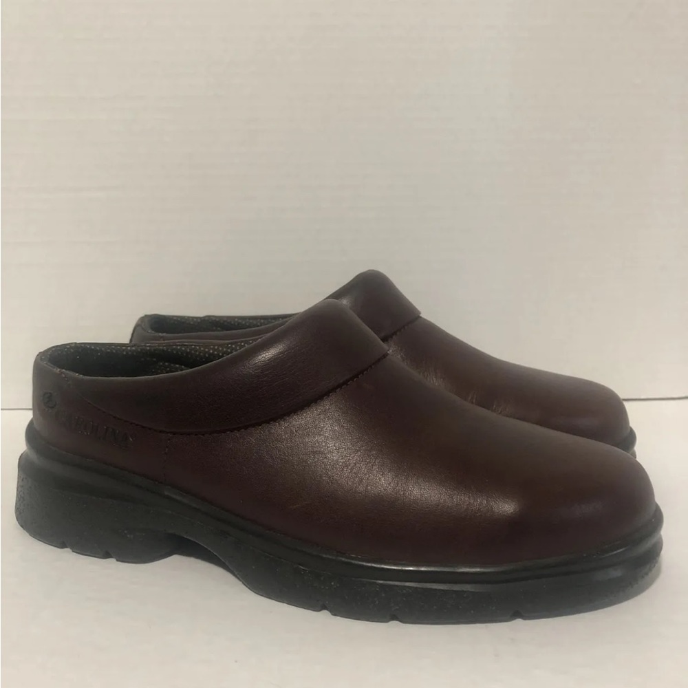 Womens Carolina Shoe Slip-Resist Steel Toe Clogs size 7 M Brown Leather Euc